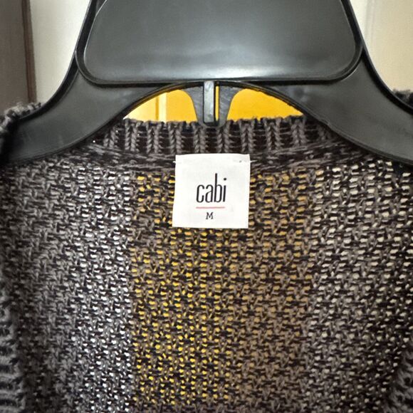 CAbi Lara Duster Long Cardigan Gray Black Sz Medium Excellent Condition - Picture 2 of 9